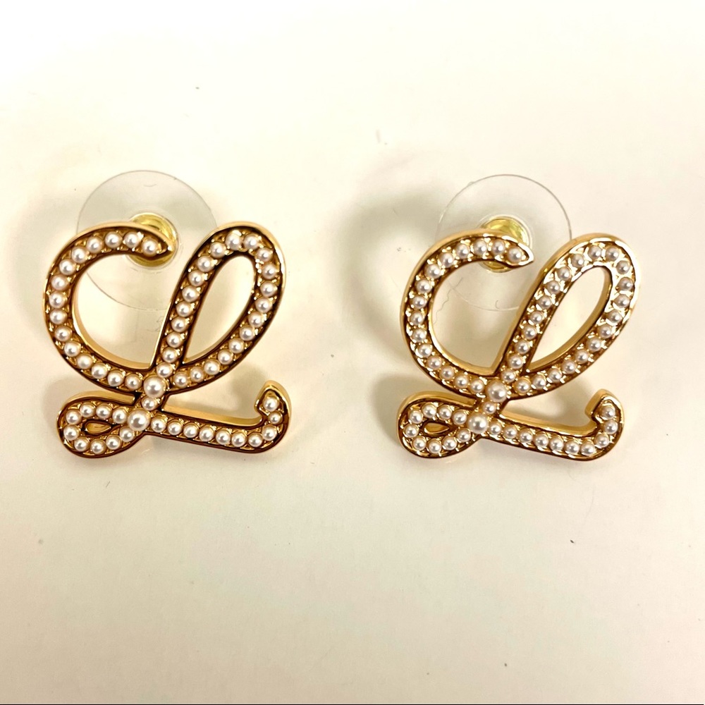 Loewe Gold Tone Logo Earrings